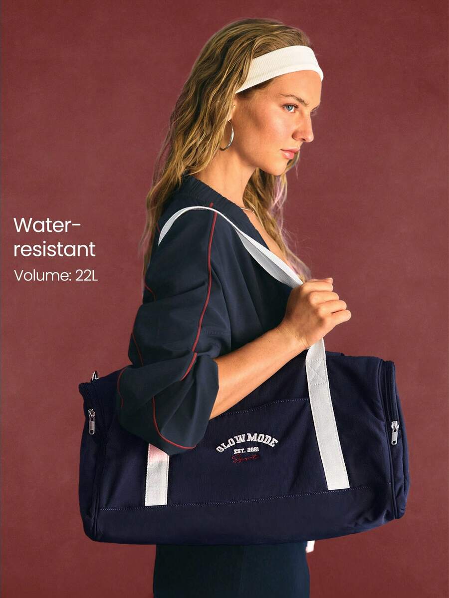 GLOWMODE Large 22L Water-Resistant GlowCarry Varsity Convertible Shoulder Crossbody Tote Bag With Interior Zipper Pocket Daily Casual Active - Navy Blue - View 1