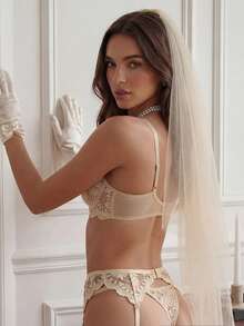 Crystal Vow 4pcs Women's Sexy Lingerie Set - Beige - View 7
