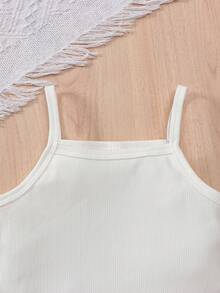 SHEIN Elladie kids 少女紫色西裝外套、細肩帶針織上衣、短褲夏季套裝，上衣搭配同款碎花，休閒度假優雅套裝 - 紫色 - 查看 7