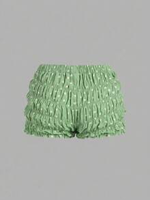 SHEIN MOD 女款度假休閒波點印花背心上衣與短褲兩件組 - 綠色 - 查看 9