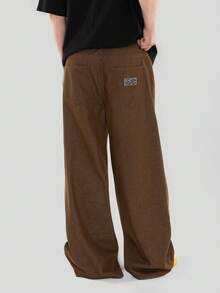FORM&CHAOS Men's Summer Loose Straight Brown Washed Denim Long Pants - Brown - View 1