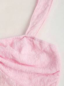 Sweetra Spring/Summer New Wide Strap Bow Textured Fabric Top, Sweet And Fashionable, Suitable For Daily Wear - Baby Pink - View 3
