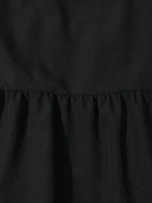SHEIN 青少年女孩荷葉邊休閒派對洋裝，細肩帶設計 - 黑色 - 查看 6