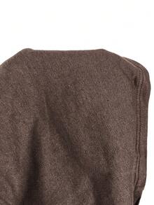 SHEIN EZwear Women's Solid Color Cropped Minimalist Bandeau Top And Casual Long Pants Set Everyday Dark Brown Summer - Chocolate Brown - View 6