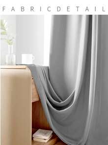 1 Piece Solid Color Full Blackout Curtain With Heat Insulation And Coated Insulated Lining, Rod Pocket Top Design, Suitable For Living Room, Bedroom, Kitchen, Bathroom And Home & Room Decoration - Multicolor - View 8