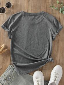 NostaNoir Camiseta unicolor de cuello redondo - Gris Oscuro - Ver 2