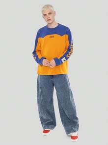FORM&CHAOS Men's Light Blue Washed Denim Tapered Leg Jeans, Winter Back-To-School Graduation Streetwear - Blue - View 4