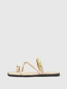 Sleekvia Sandal Jepit Luar Ruangan Wanita Nyaman, Tahan Aus, Serbaguna, Terbuat dari Logam, Cocok untuk Musim Panas - Bulu domba - Aprikot - View 5
