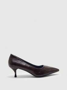 CUCCOO BIZCHIC Zapatos de tacón alto versátiles de punta fina para mujer para uso diario y para Navidad y primavera - Café marrón. - Ver 2