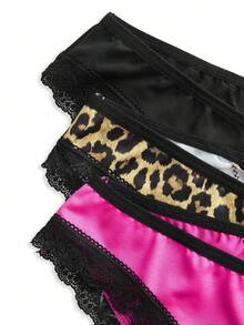 AltBold 3pcs Y2K Women's Dark Lace Contrast Design Panties Set - Multicolor - View 5