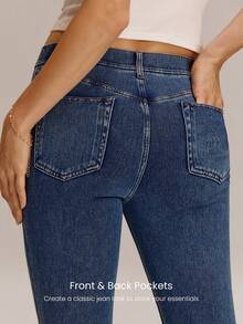 GLOWMODE Jeggings clásicos vaqueros super elásticos Jeanious, con cinco bolsillos para uso diario de yoga - Lavado ligero - Ver 6