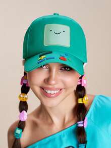 ADVENTURE TIME X SHEIN 升級版時尚經典休閒基本百搭運動黑灰色簡約天使之翼刺繡女款棒球帽，休閒防曬日常穿搭，版型挺立不變形，禮物首選，派對、節日、情人節適用 - 綠色 - 查看 4
