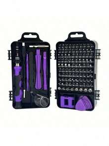 46/115 Pieces Of Silver Aluminum Alloy Hand Push Kit, Car Maintenance Tool Set, Family Manual Tool Set, With Toolbox, Father's Day Gift, Men's Kit, Tools With Toolbox - Repair Tool Kit - View 7