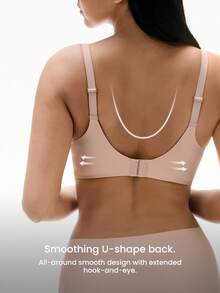 LUVLETTE Dream Curve Everyday No-Show Seamless Lift Curve Fit Cushion Push-Up T-Shirt Invisible Basic Nude Pink Skin Tone Essential Bra - Pink - View 3