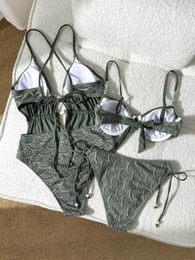 Swim Basics 26SS Spring/Summer Army Green Textured Fabric Underwire ...