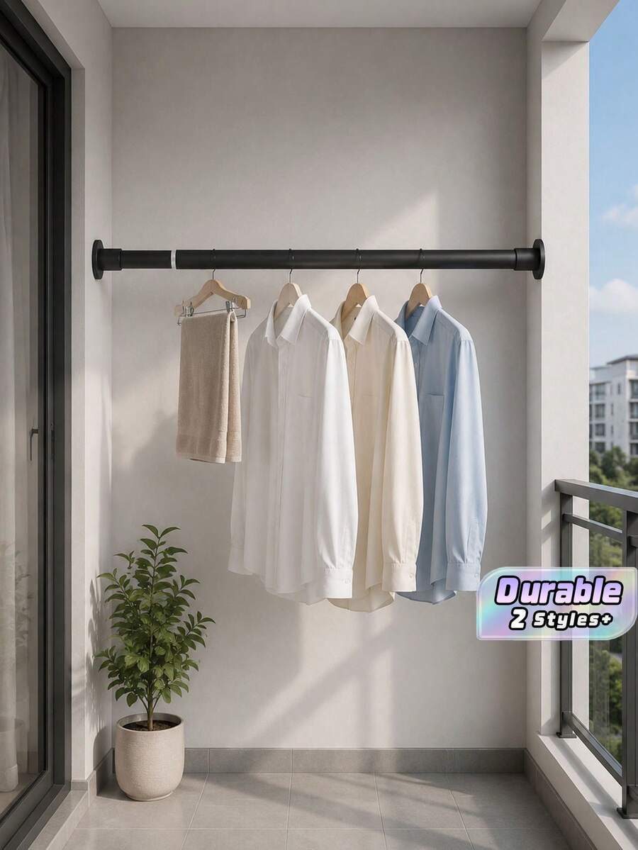 1 Stück einstellbare Edelstahl Kleiderstange, ausziehbare Handtuchstange für das Badezimmer, Kleiderbügel, Gardinenstange, Kleiderschrank Aufhängestange, ausziehbare Duschvorhangstange, Balkonstange - ohne Bohren, geeignet für Vorhänge, Türen und Schlafzimmer Kleidung - Verschiedenfarbig - Übersicht 1