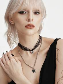 MortiRose A Vintage Gothic Cool Bohemian Lace Heart Cross Necklace - Vintage necklace - View 5