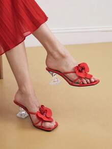 Eladyva Sandalias de tacón alto rojas de moda para mujer, cómodas para fiesta, boda y exterior, para primavera/verano - Rojo - Ver 6