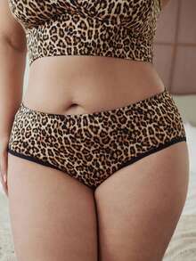 Slumbrini Conjunto de ropa interior estampada para uso diario y casual de tallas grandes - Marrón - Ver 8