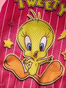 LOONEY TUNES X SHEIN 1 Piece Cartoon Pattern Printed Pet Vest, Sports Vest, Cat Clothes, Dog Clothes, Size XXS-XXXXL, Extra Small, Extra Large, Tweety. - Rose Red - View 2