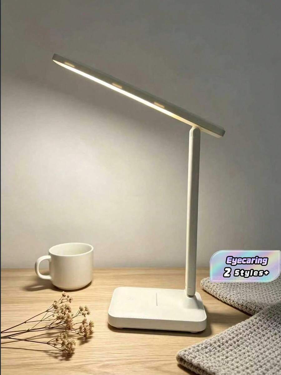 1PC Led Desk Lamp Eye-Protection Study Reading Lamp, Writing Specific, Bedroom Bedside Lamp, Dormitory Plug-In Table Lamp - White - View 1