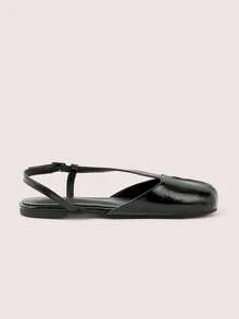 CUCCOO DOLLMOD Women's Classic Retro Style Round Toe Flat Tabi Shoes, Black, With Cross Foot Straps Dance Shoe Backless Spring Shoes Cute - Black - View 5