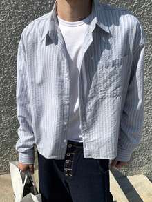 DAZY Long Sleeve Striped Multicolor Men's Pocket Shirt Fall - Multicolor - View 3