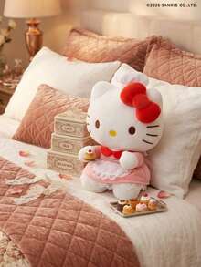 HELLO KITTY AND FRIENDS | Joivida 1pc Plush Toy With Red Bow And Lace Apron Pattern, Perfect For Living Room, Bedroom, Dressing Table, Home D R, An Ideal Gift For Holidays, Parties, Valentine's Day, Suitable For Adults, Teens, Family & Friends, Spring To Summer - White - View 8
