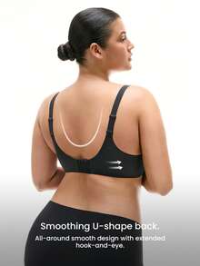 LUVLETTE Plus Dream Curve Everyday No-Show Seamless Lift Curve Fit Cushion Push-Up T-Shirt Invisible Basic Black Essential Bra - Black - View 3