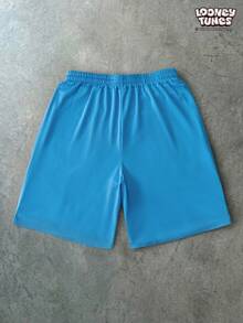 LOONEY TUNES X SHEIN PAVTROS Men's Cartoon Print Drawstring Waist Summer Shorts With Slant Pockets - Blue - View 2