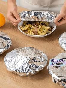 10pcs Reusable Aluminum Foil Lids, Tabletop Food Warmer, Food Storage Bags, Food Preservation Bags, Kitchen Organization, Household Plastic Packaging, Contact Type, Leftover Storage, Kitchen Food Warmer And Preserver, Suitable For Bowls And Dishes, Keeps Food Warm, Fresh And Dust-Proof, Food Preservation Equipment - Multicolor - View 1