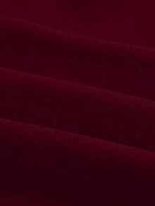 GlowEve 女士打结腰部喇叭袖露脐性感纯色上衣 - 酒紅色 - 查看 6