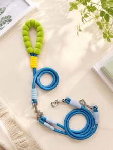 Adjustable Triple-Use Dual Dog Leash, Reflective Nylon Rope, With Padded Handle, Multipurpose Pet Leash, For Walking Two Dogs. - Multicolor - View 9