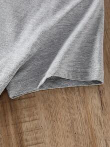 Plain Round Neck T-Shirt - Light Grey - View 4