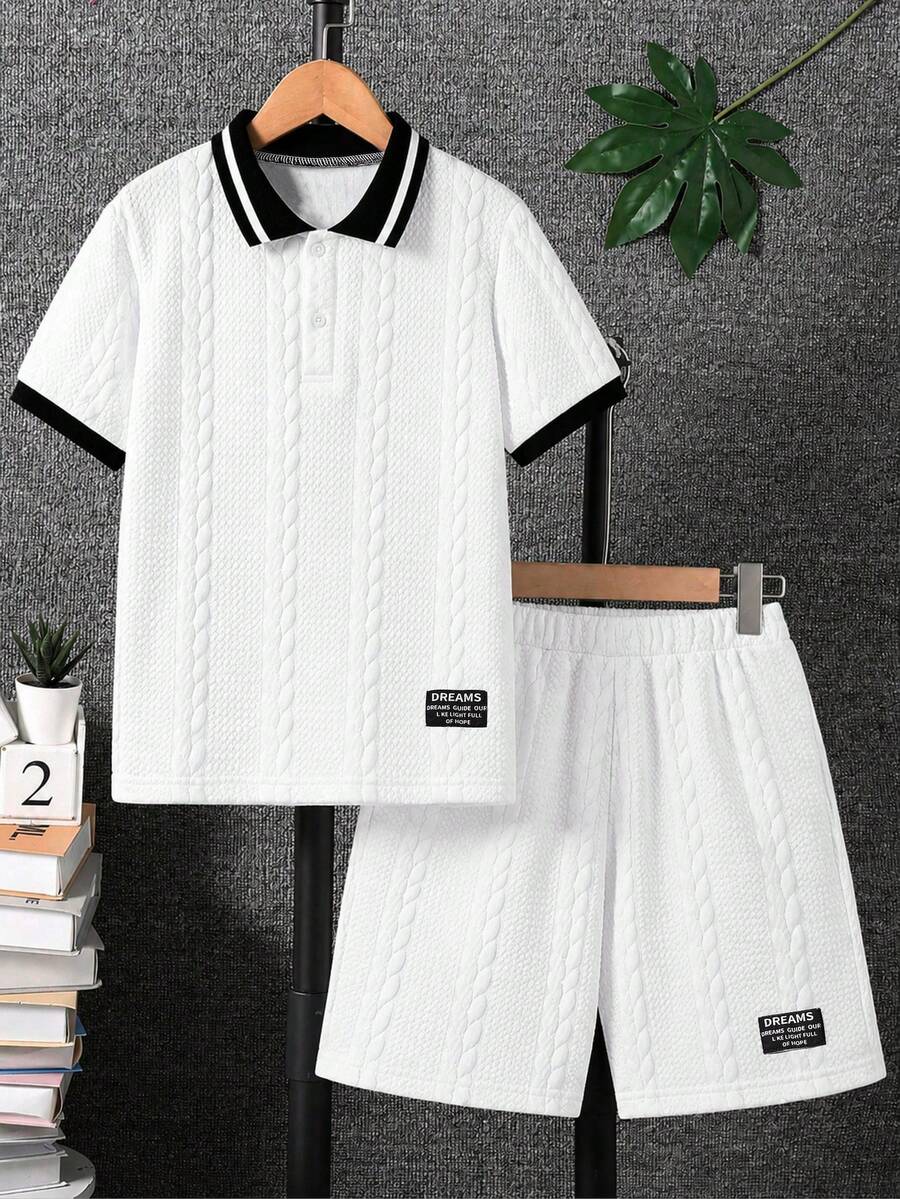 Tween Boy Short Sleeve Top And Shorts Casual Set - White - View 1