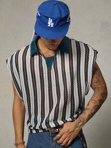 FRESIVO Men's  Casual Versatile Daily Outing Top - Black and White - View 2