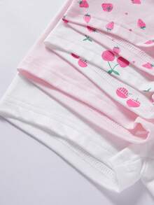 4套女童幼兒甜美水果卡通內衣套裝，包含白色櫻桃小Logo、白色滿版櫻桃印花、粉色草莓小Logo、粉色滿版草莓印花，共4款設計，主色調為白色與粉色甜美色系，清新可愛，柔軟親膚針織聚酯纖維面料，觸感滑順且垂墜感佳，舒適，每套包含1件吊帶背心和1件平口內褲，女童幼兒內衣類別，舒適針織聚酯纖維面料，可機洗（4套分開銷售） - 彩色 - 查看 6