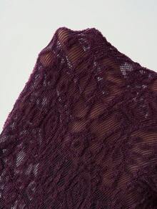 Bohemela Summer Casual Vacation Versatile Purple Lace Print Knitted Women's Slim Jumpsuit - Purple - View 8