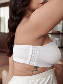 Slumbrini Sujetador cómodo con cierre frontal inalámbrico para mujer de talla grande - Blanco - Ver 8