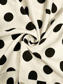 Franclia French Black And White Polka Dot V-Neck Bow Strap Waist-Defining Slimming A-Line Short Dress - Apricot - View 3