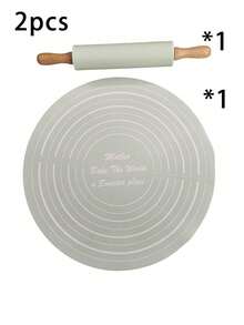 2 Pieces Cooking Tool Set: Rolling Pin, Circular Silicone Pad, Baking Tools, And Household Kitchen Accessories. - Multicolor - View 9