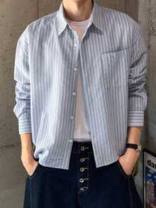 DAZY Long Sleeve Striped Multicolor Men's Pocket Shirt Fall - Multicolor - View 5