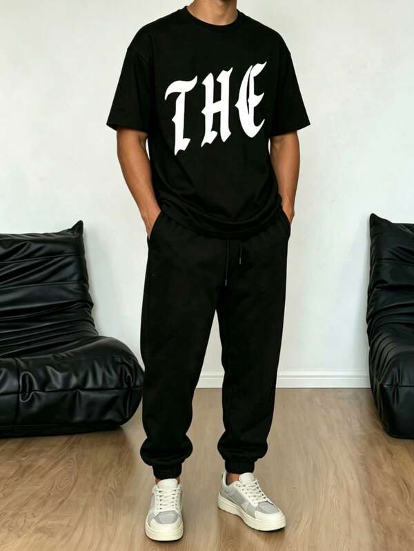 UCJPT Conjunto Hombre Camiseta y Pantalón Cargo Casual Streetwear Urbano Holgado Verano