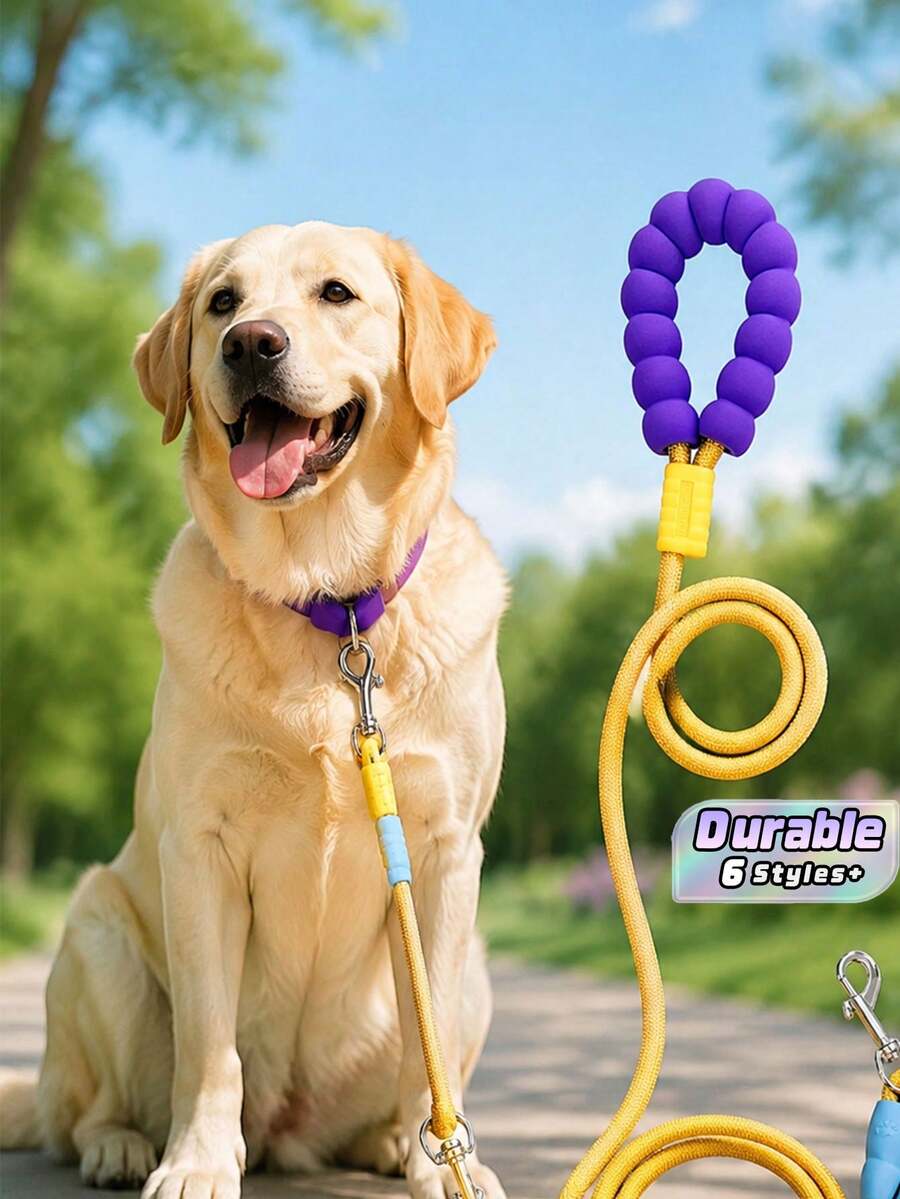 Adjustable Triple-Use Dual Dog Leash, Reflective Nylon Rope, With Padded Handle, Multipurpose Pet Leash, For Walking Two Dogs. - Multicolor - View 1