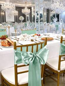 8/12/16/24-Piece Set Of Rose Gold Satin Chair Backs With Bows, Suitable For Wedding Banquets And Birthday Party Decorations. - Ratgrass green - View 7