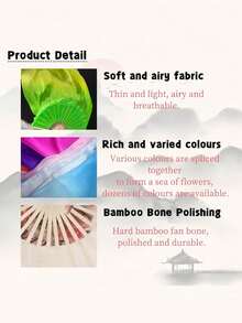 2Pcs Belly Dance Fans, Silk Tassel Bamboo Fans, Colorful Dance Props For Stage Performance & Mother's Day Gifts - Multicolor - View 5