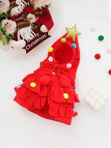 1 Pc Christmas Pet Cloak, Available In Two Colors. Cute Costume For Small Dogs. Runs Small, Please Order 1-2 Sizes Up. - Red - View 4