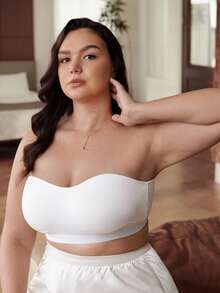 Slumbrini Sujetador cómodo con cierre frontal inalámbrico para mujer de talla grande - Blanco - Ver 1