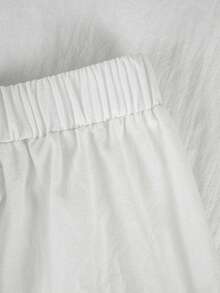 EMERY ROSE Plus Size Women Casual Cotton Solid Color Pants With Pockets Fall - White - View 5