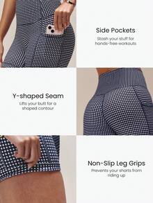 GLOWMODE 4.3" FeatherFit™ Anti-Slip Pocket Bike Shorts Non Front Seam Low Impact Cycling Running Gym Workout Summer - Blue and White - View 3